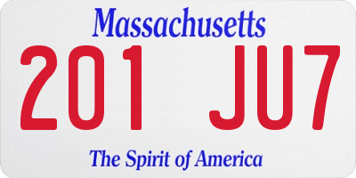 MA license plate 201JU7