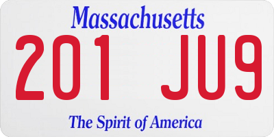 MA license plate 201JU9
