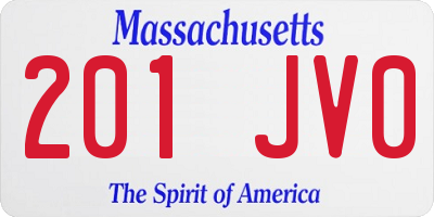 MA license plate 201JV0