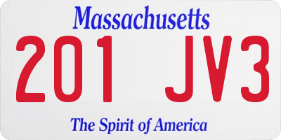 MA license plate 201JV3