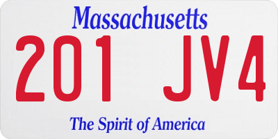 MA license plate 201JV4