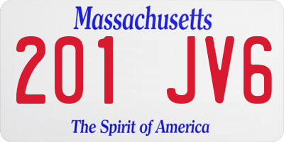 MA license plate 201JV6