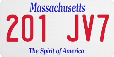 MA license plate 201JV7