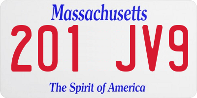 MA license plate 201JV9