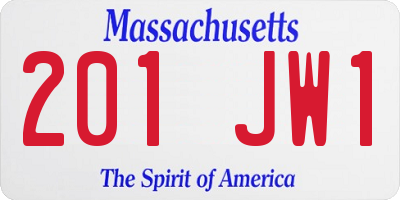 MA license plate 201JW1
