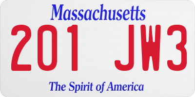 MA license plate 201JW3