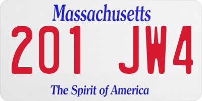 MA license plate 201JW4