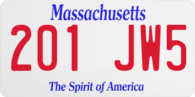 MA license plate 201JW5