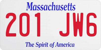 MA license plate 201JW6