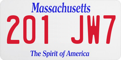 MA license plate 201JW7