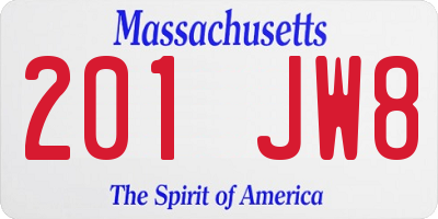 MA license plate 201JW8