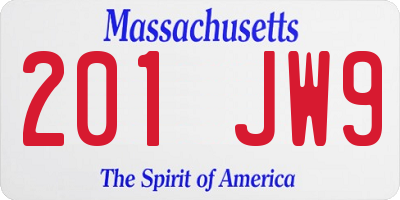 MA license plate 201JW9
