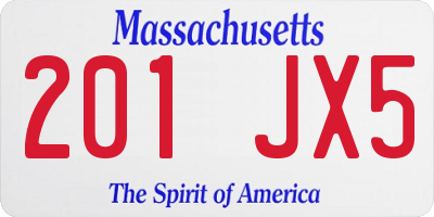 MA license plate 201JX5