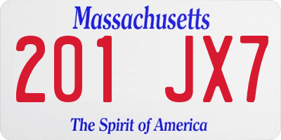 MA license plate 201JX7
