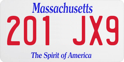 MA license plate 201JX9