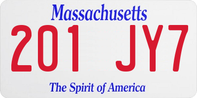MA license plate 201JY7