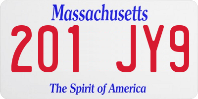 MA license plate 201JY9