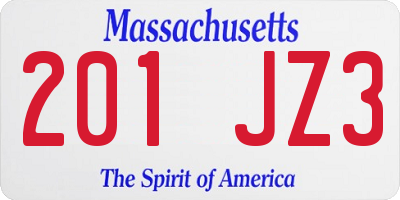 MA license plate 201JZ3