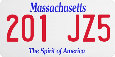 MA license plate 201JZ5
