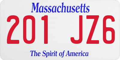 MA license plate 201JZ6