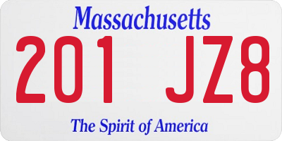 MA license plate 201JZ8