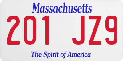 MA license plate 201JZ9