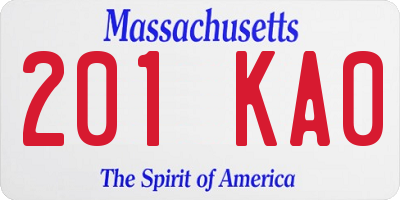 MA license plate 201KA0