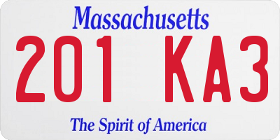 MA license plate 201KA3