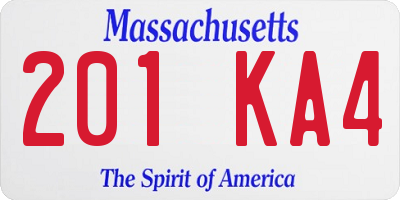 MA license plate 201KA4