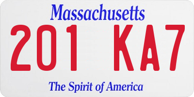 MA license plate 201KA7