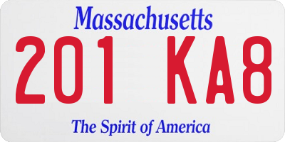 MA license plate 201KA8
