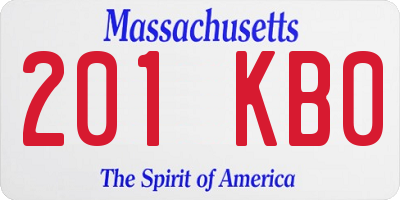 MA license plate 201KB0
