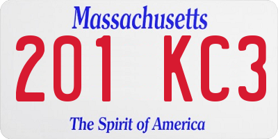 MA license plate 201KC3