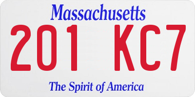 MA license plate 201KC7