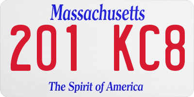 MA license plate 201KC8