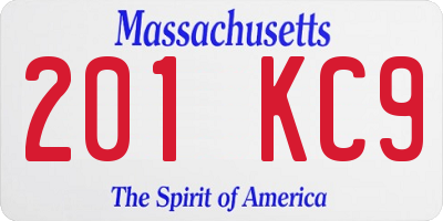 MA license plate 201KC9