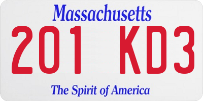 MA license plate 201KD3