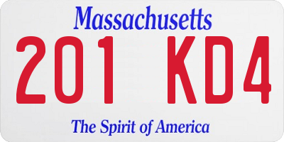 MA license plate 201KD4