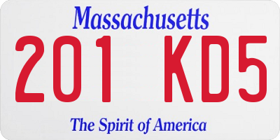 MA license plate 201KD5