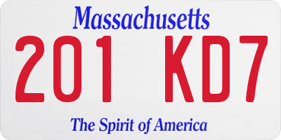 MA license plate 201KD7