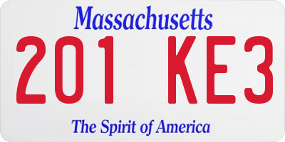 MA license plate 201KE3