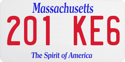 MA license plate 201KE6