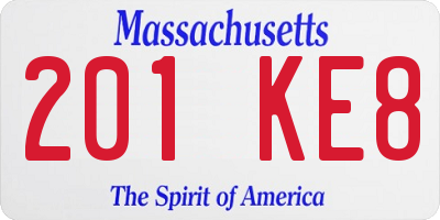 MA license plate 201KE8