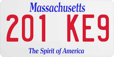 MA license plate 201KE9
