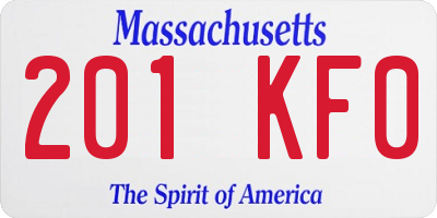 MA license plate 201KF0