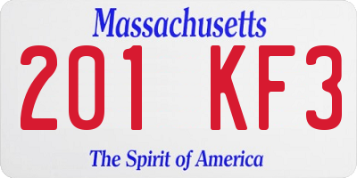 MA license plate 201KF3