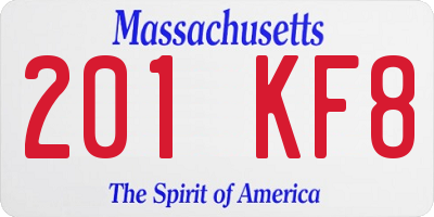 MA license plate 201KF8