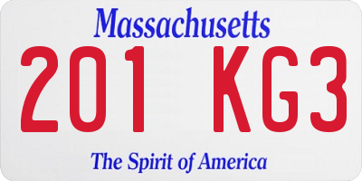 MA license plate 201KG3