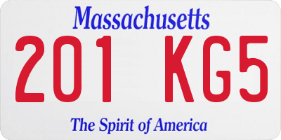 MA license plate 201KG5