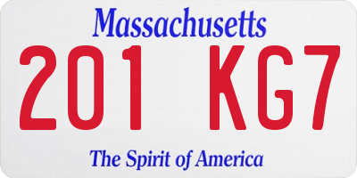 MA license plate 201KG7